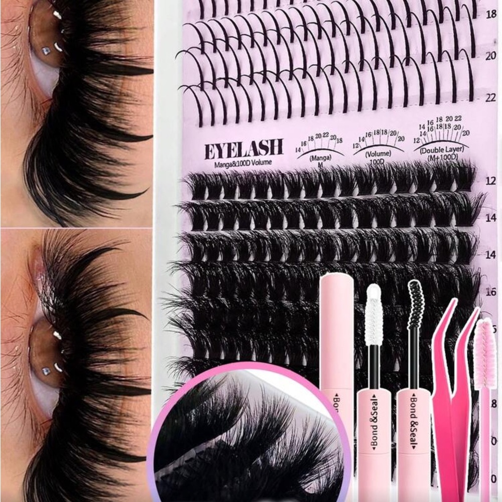 False Eyelash Extension Tray with Tools - Black Lashes